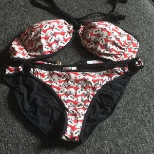 Tory Burch red and black bikini